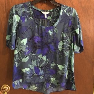Rebecca Taylor Tahitian Silk Floral Top (Storm)